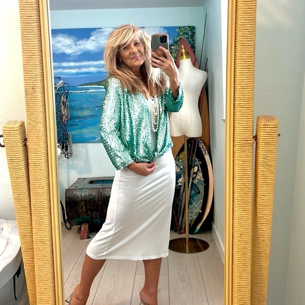 NWT,Alberto Makali,Statement Piece,Metallic Pull-Closed Cape,Unique Seafoam-Teal - Picture 8 of 14